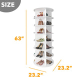 7-Level Rotating Shoe Rack Tower - Space-Saving Lazy Susan Display White