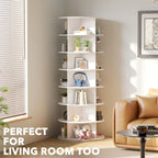 7-Level Rotating Shoe Rack Tower - Space-Saving Lazy Susan Display White